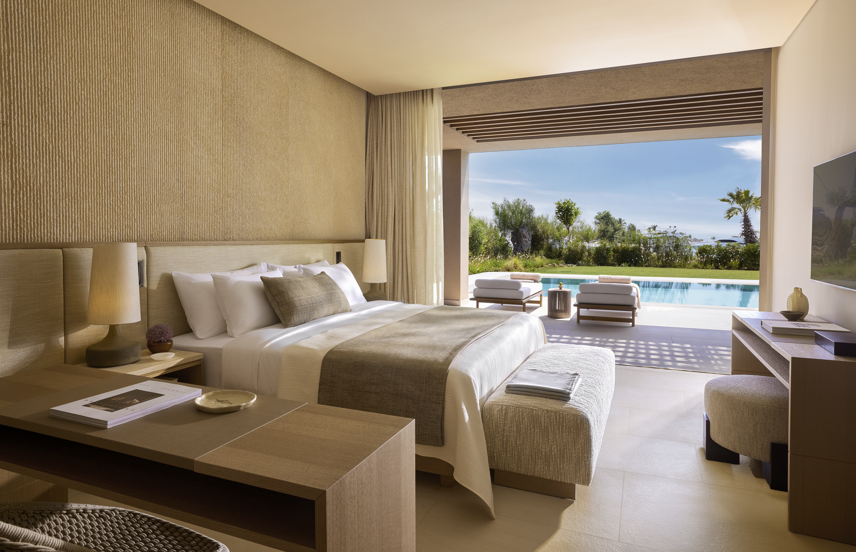 Aerial Three Bedroom Villa Private Pool Marina View