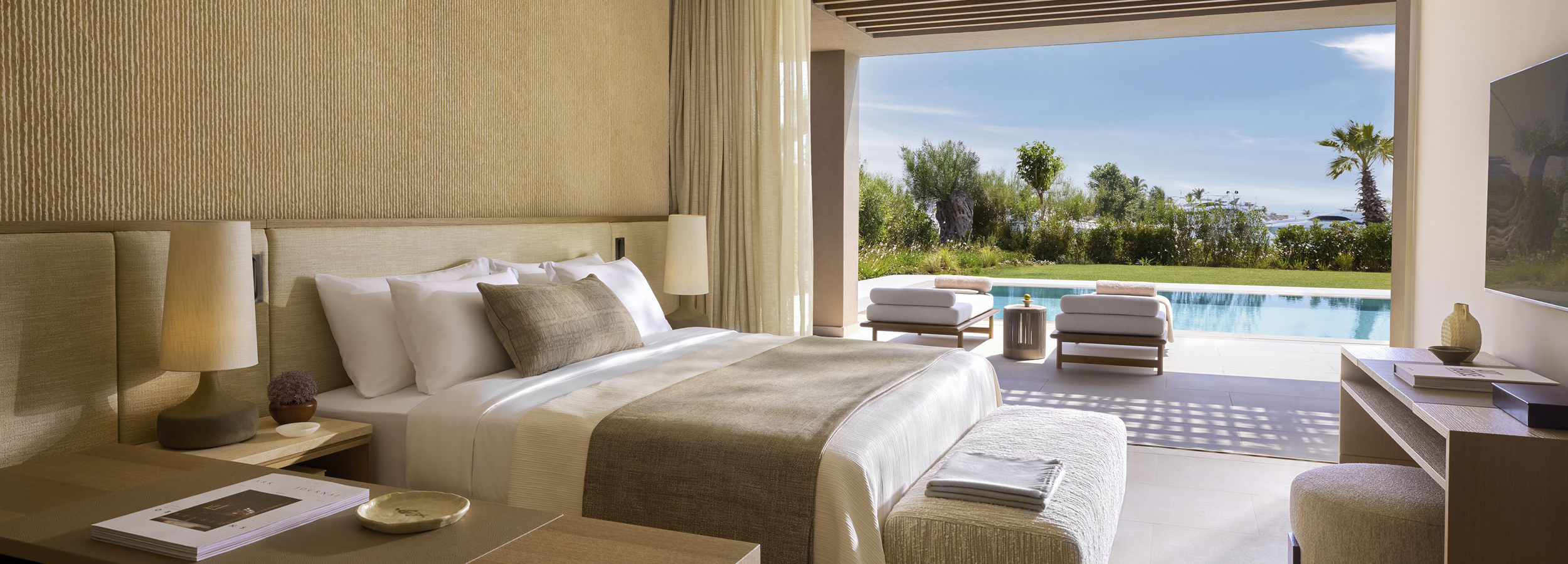 Aerial Three Bedroom Villa Private Pool Marina View