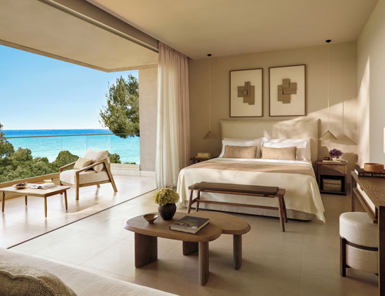 Family suite at Sani Club with view of grand balcony