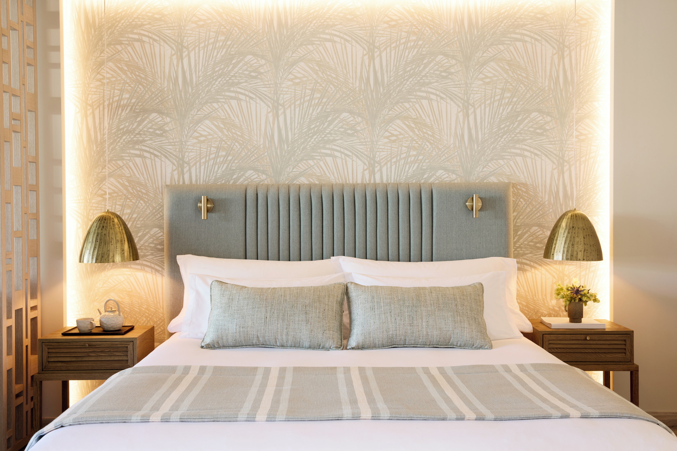 Close up of pillow and lamp room furnishings