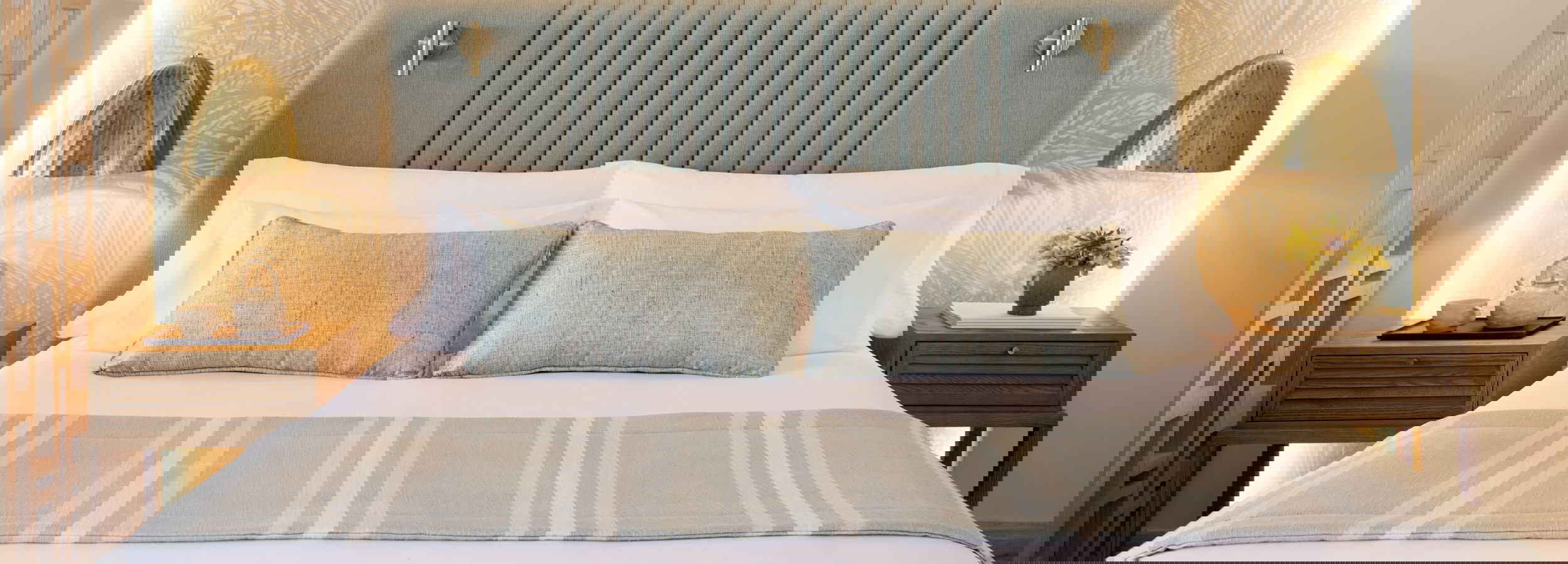 Close up of pillow and lamp room furnishings