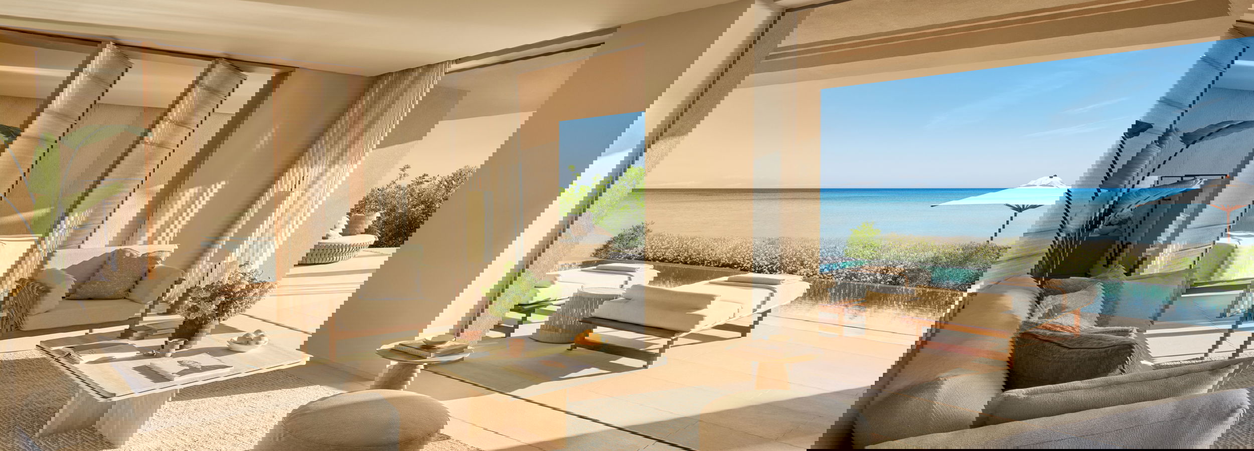 Inside a bedroom Suite with Private Pool in Sani Asterias