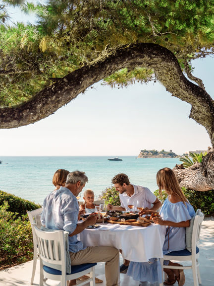 Family enjoying world class cuisine at a restaurant