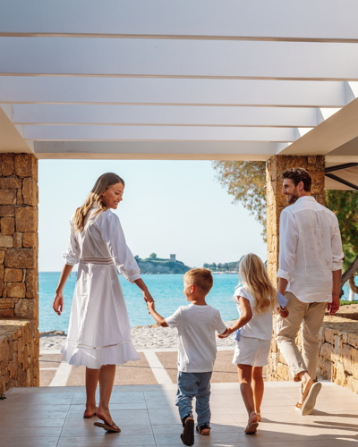 Family Walking At Ristorante Cabana