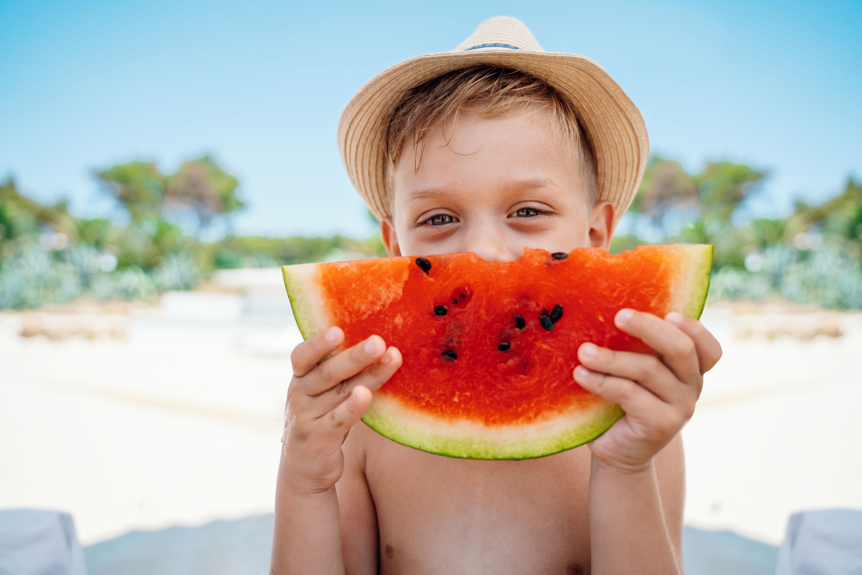 Sani Resort Kid Enjoying Watermelon 2 2880X1920