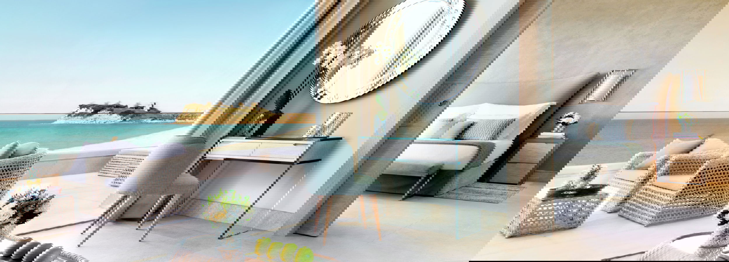 Reception area in chambre Suite avec vue sur la plage front