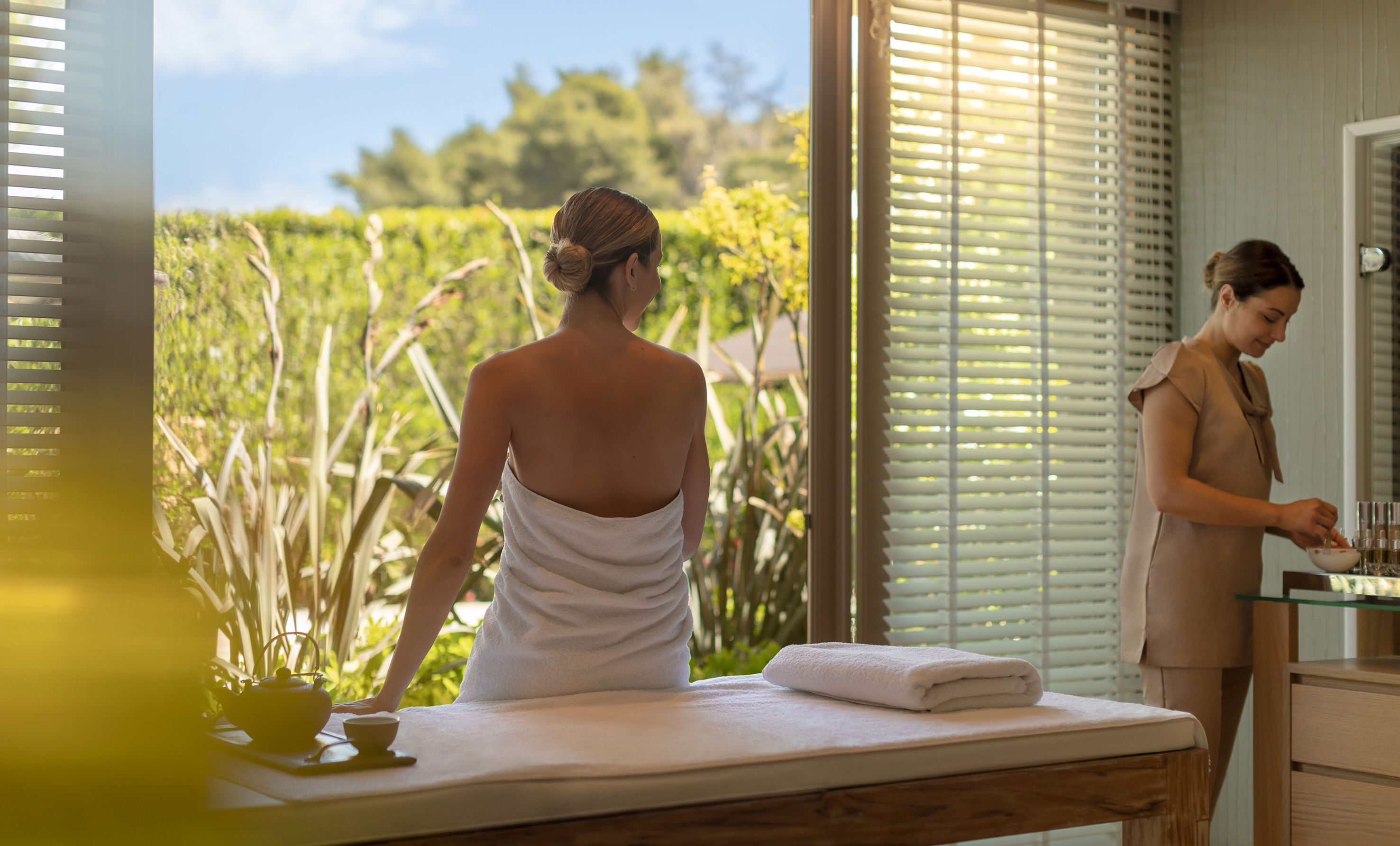 Woman at spa resting on massage chair