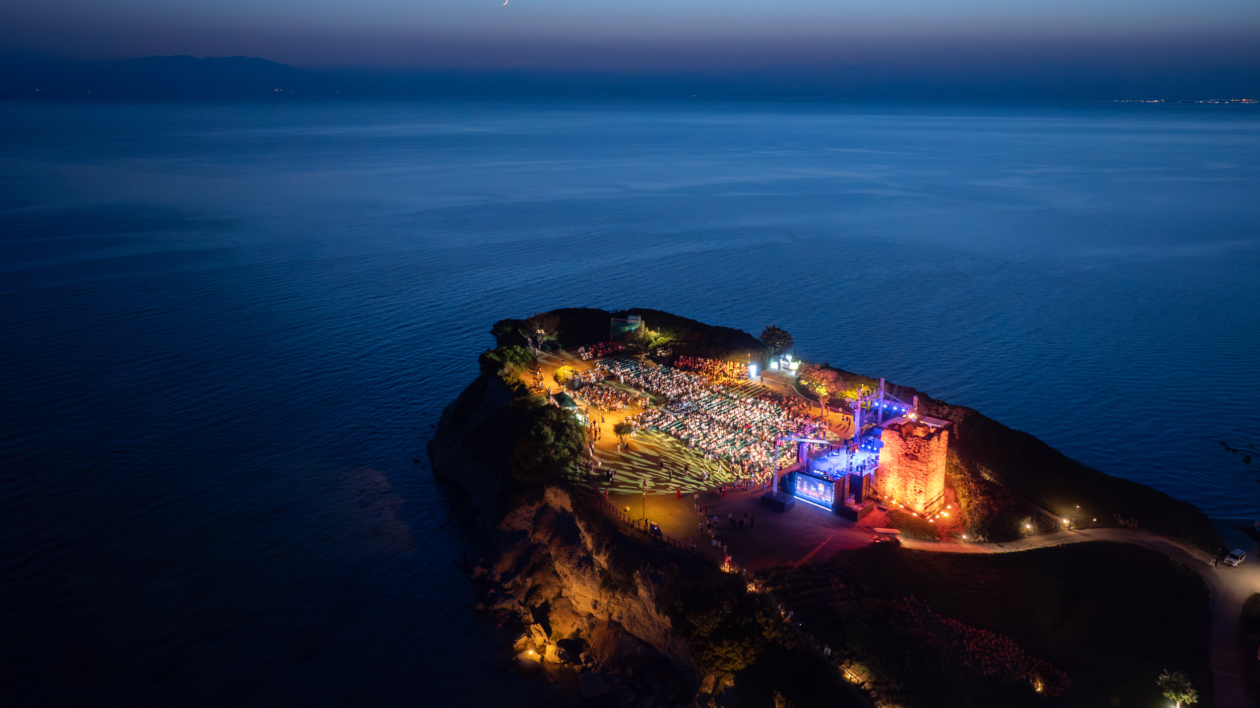 Sani Festival on Sani Hill at night time