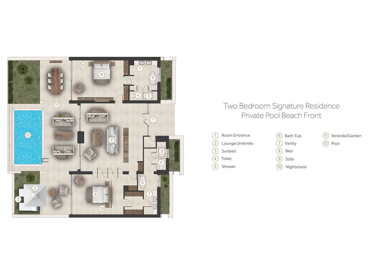 Floor plan for Suite Marina Front at Sani Asterias