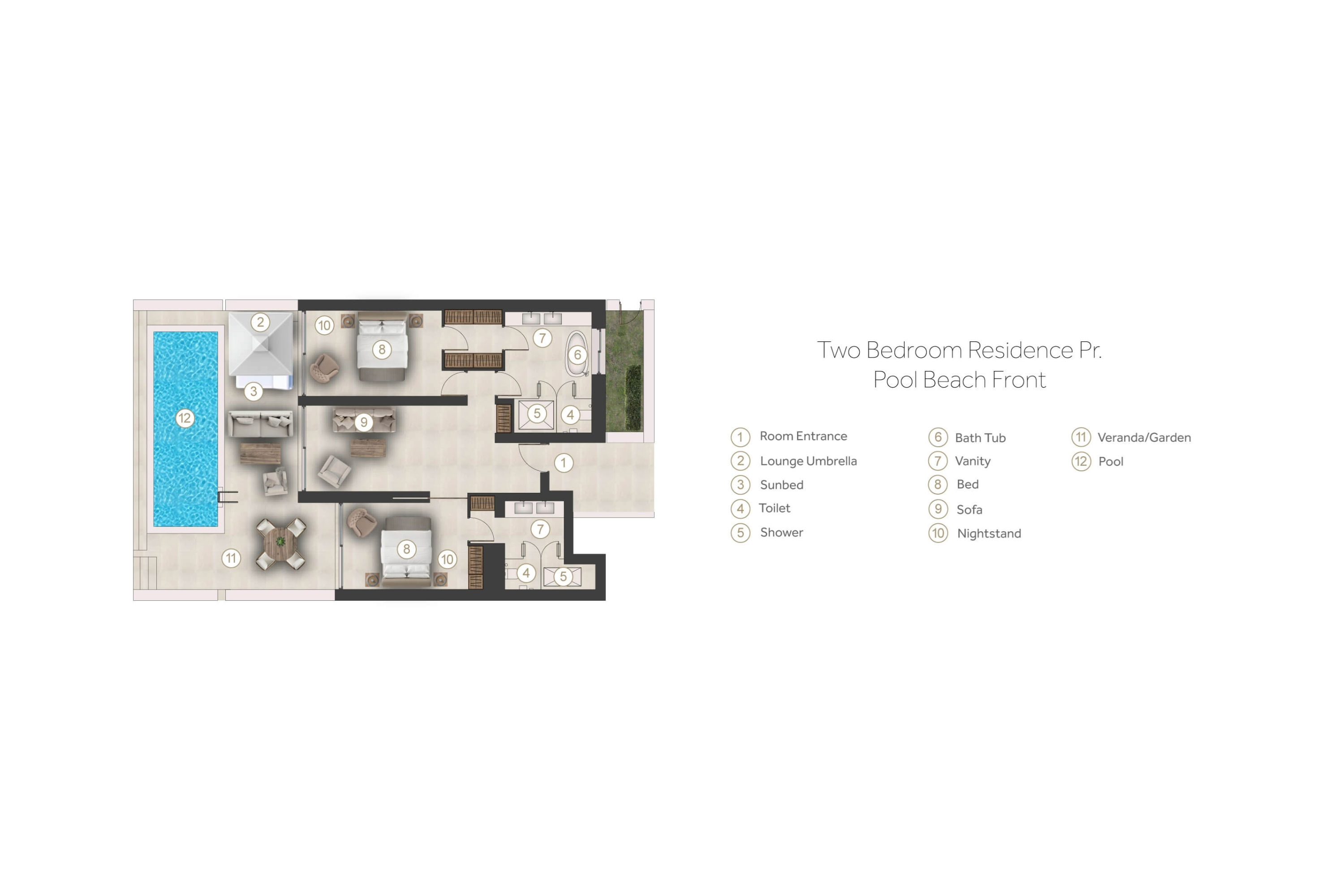 Floor plan for Suite Marina Front at Sani Asterias