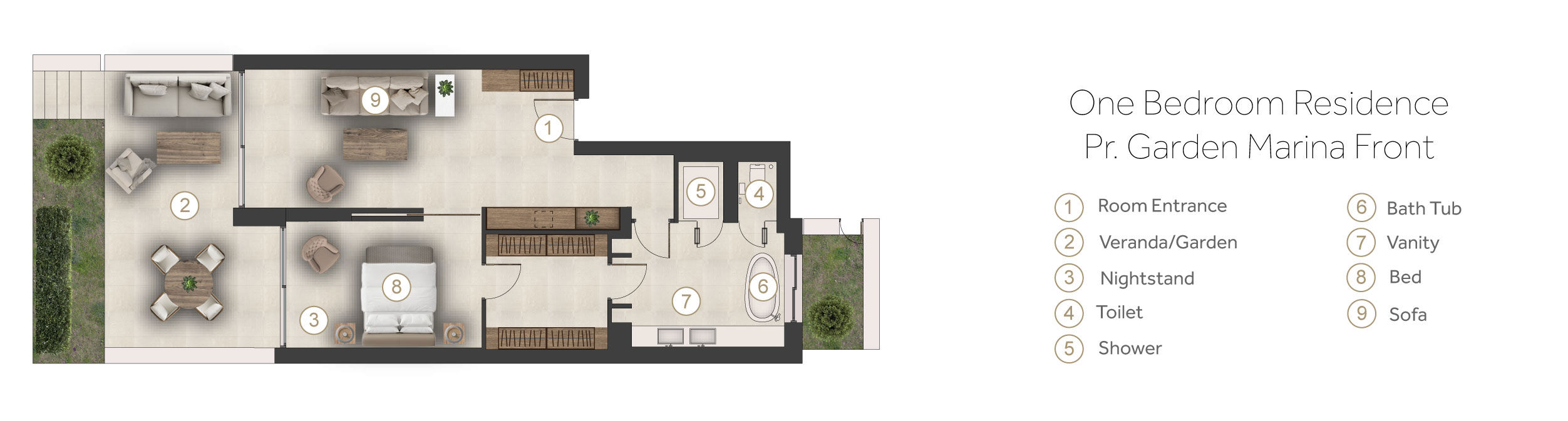 Floor plan for double room at Sani Club