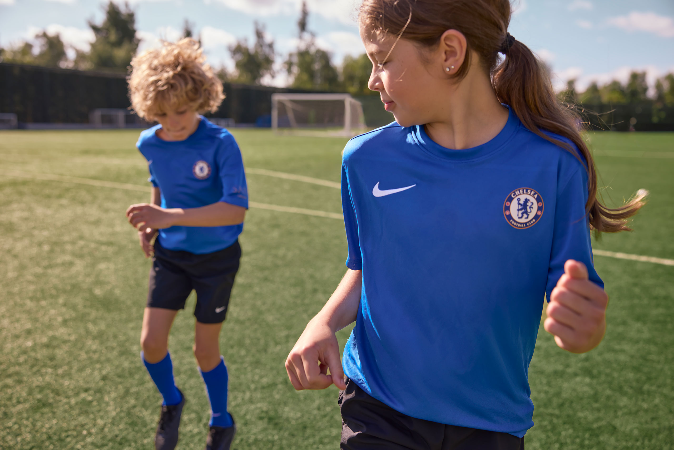 Kid kicking ball at Chelsea FC Academy at Sani Resort