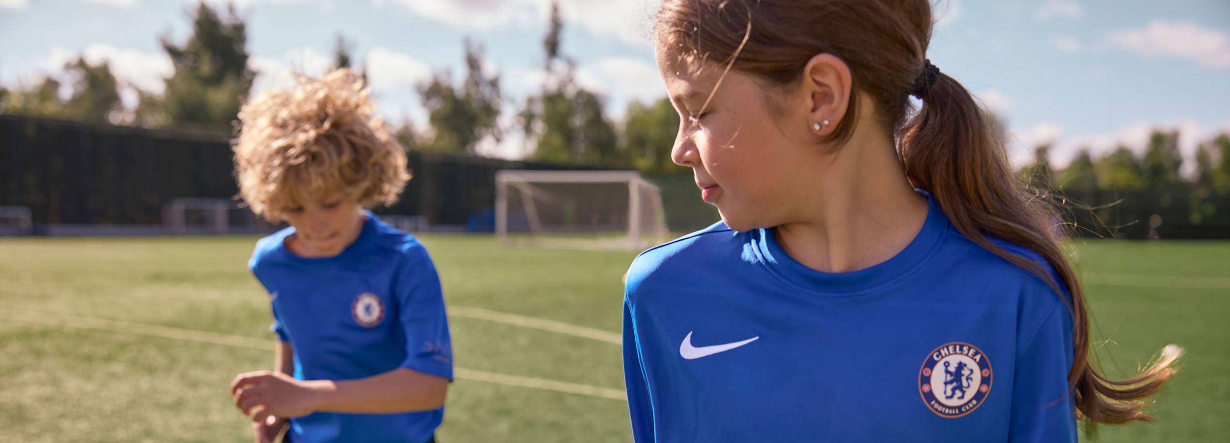 Kid kicking ball at Chelsea FC Academy at Sani Resort