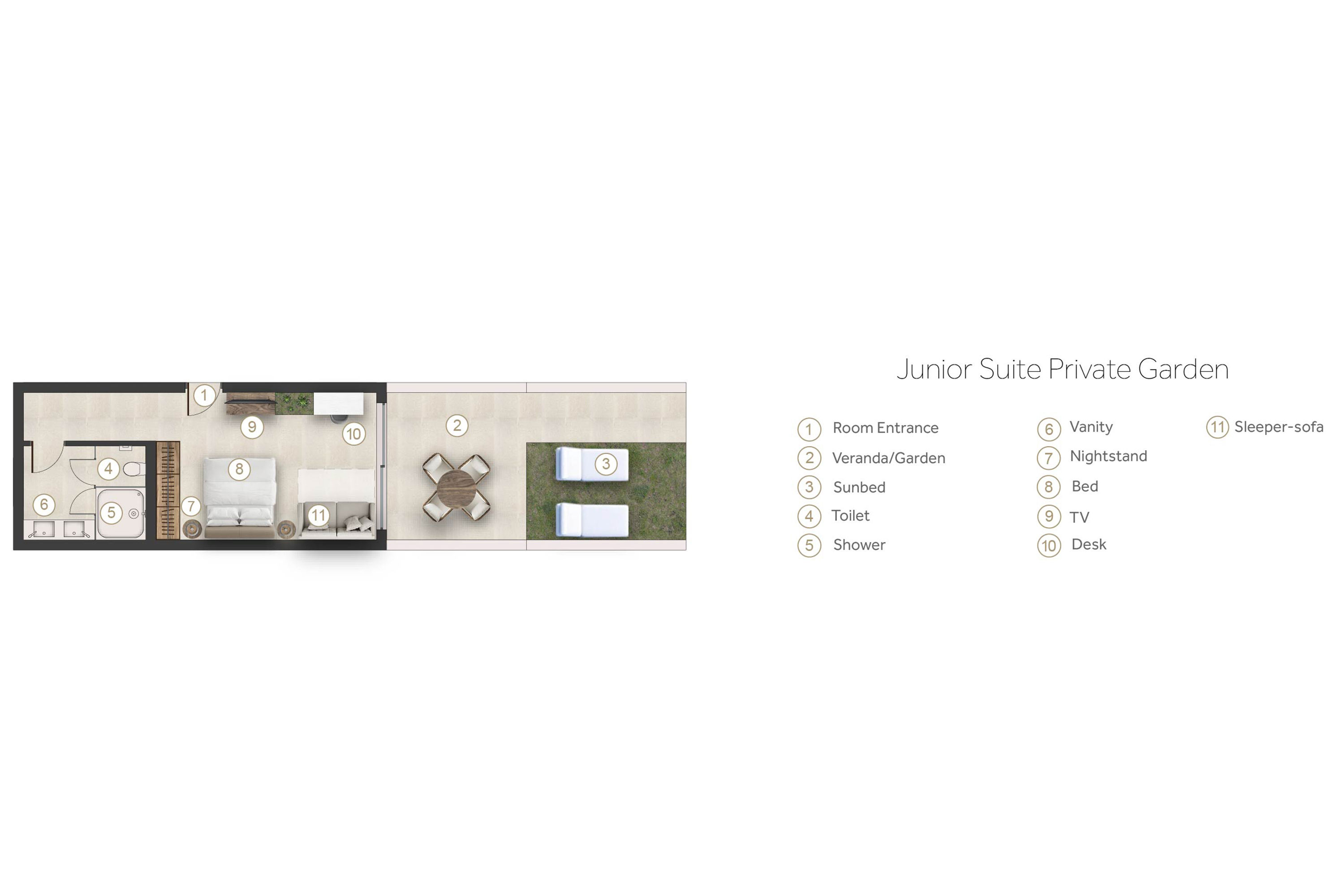 Floor plan for Junior Suite Private Garden at Sani Dunes