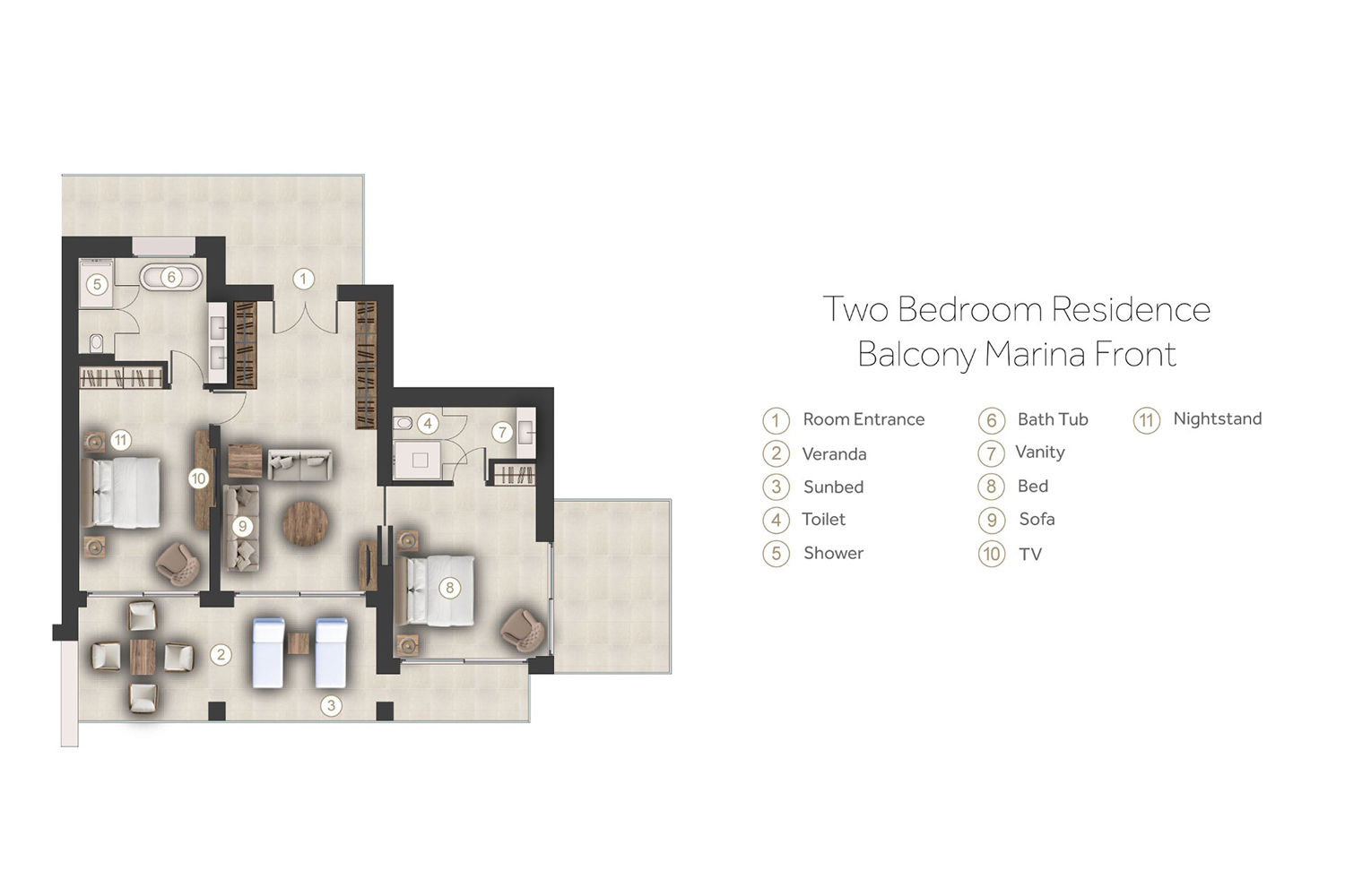 Floor plan for double room at Sani Club