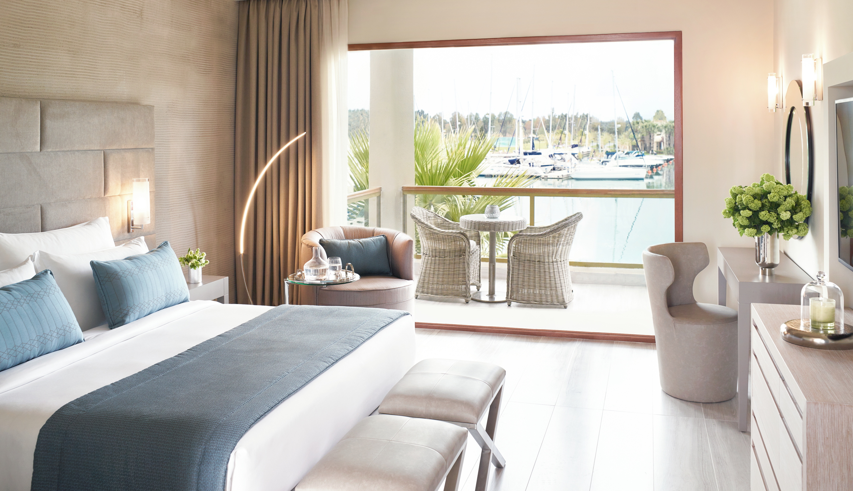Double room overlooking the Marina at Sani Dunes