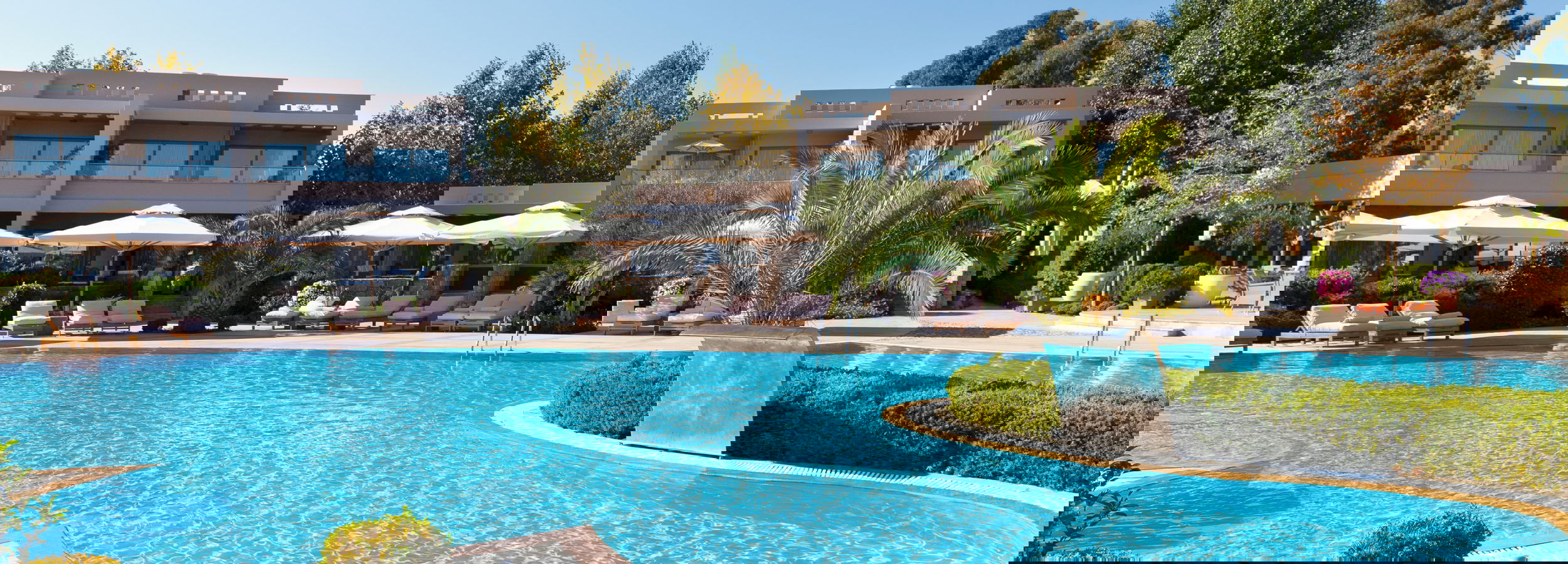 Aerial view of Sani Asterias Pool