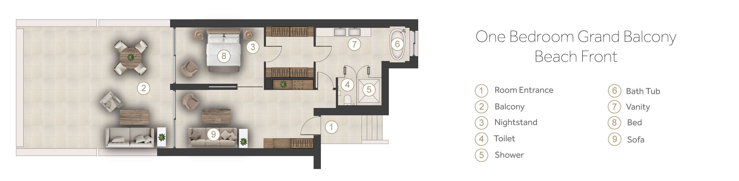 Floor plan for Suite Marina Front at Sani Asterias