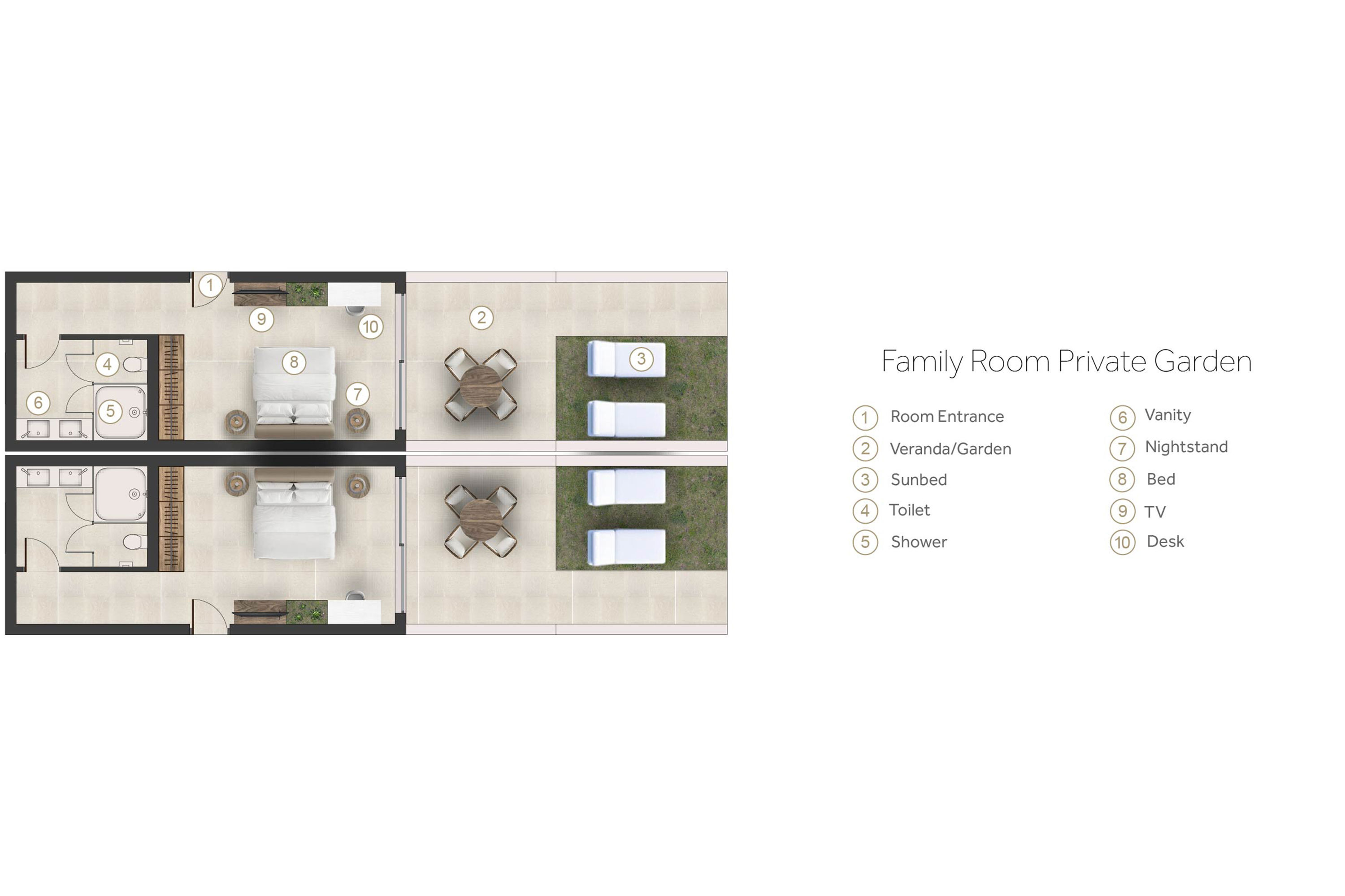 Floor plan for Family Room private garden at Sani Dunes
