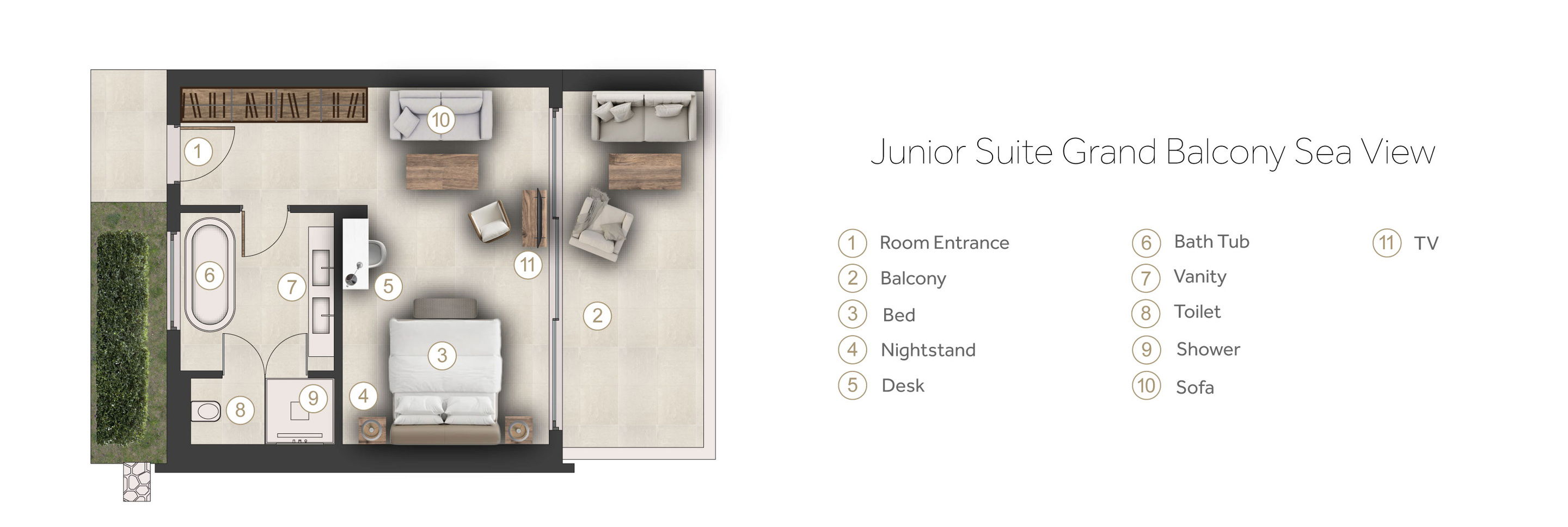 Floor plan for double room at Sani Club