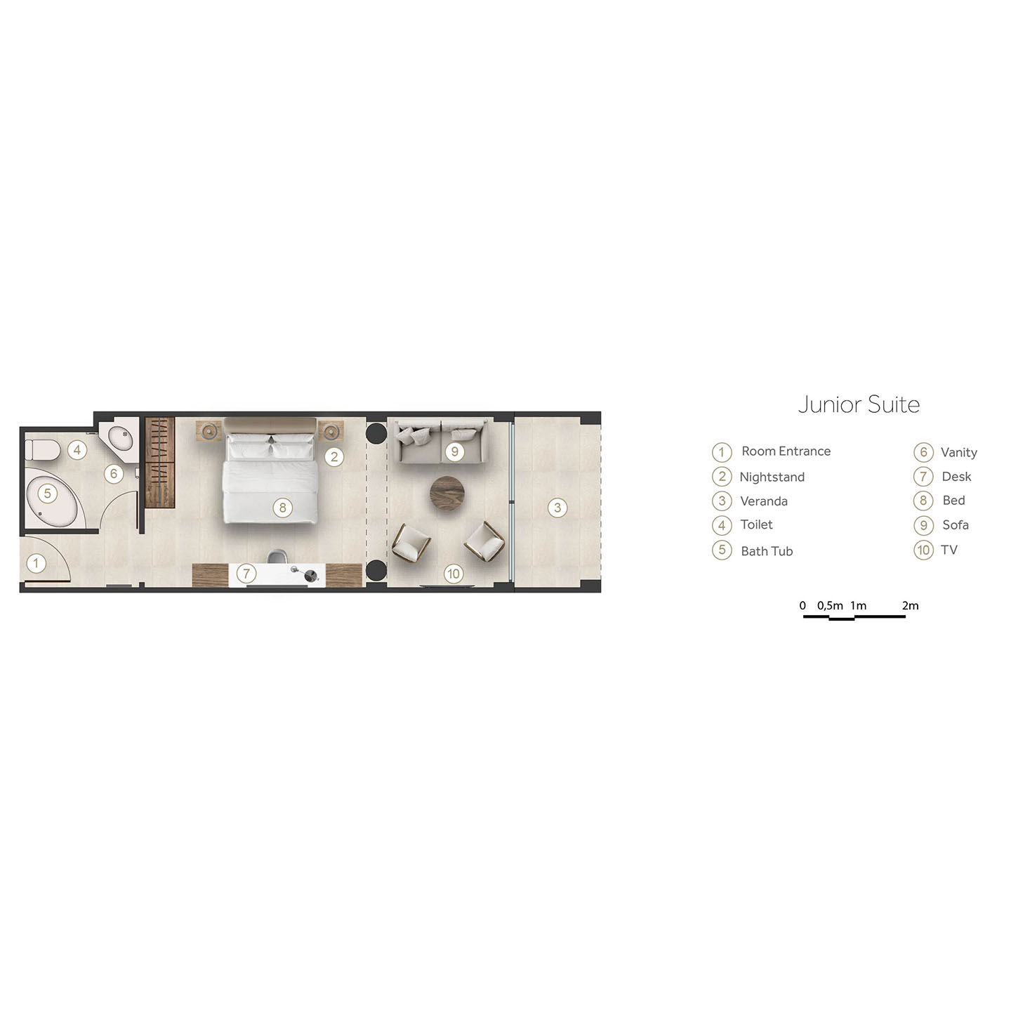 Floor plan for Junior Suite at Sani beach