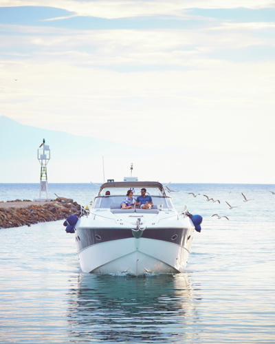 Boat Entering Sani Marina