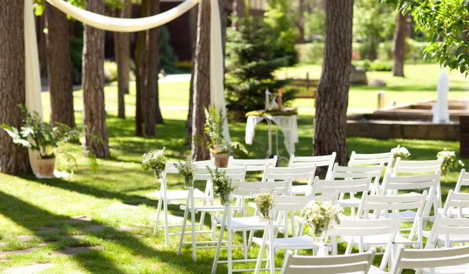 Seating set up for an outdoor wedding