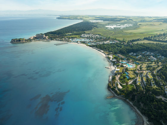Aerial shot of beach at Posidi