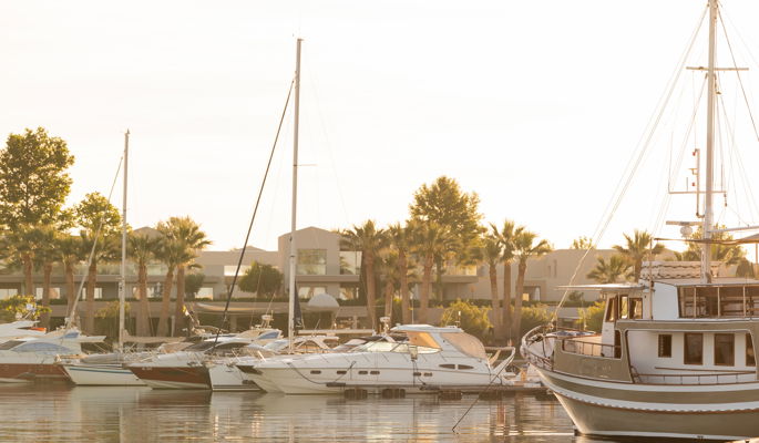 Vue aérienne de la Marina du Sani Resort