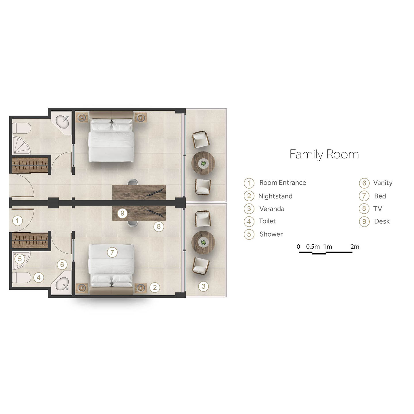Floor plan for Family Room at Sani Beach