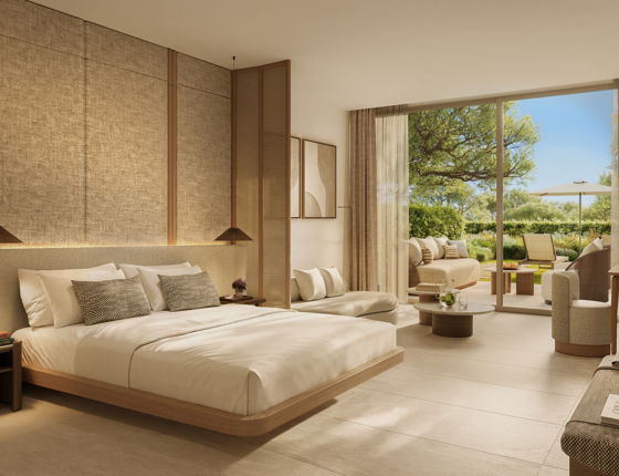 Family suite with view of private garden