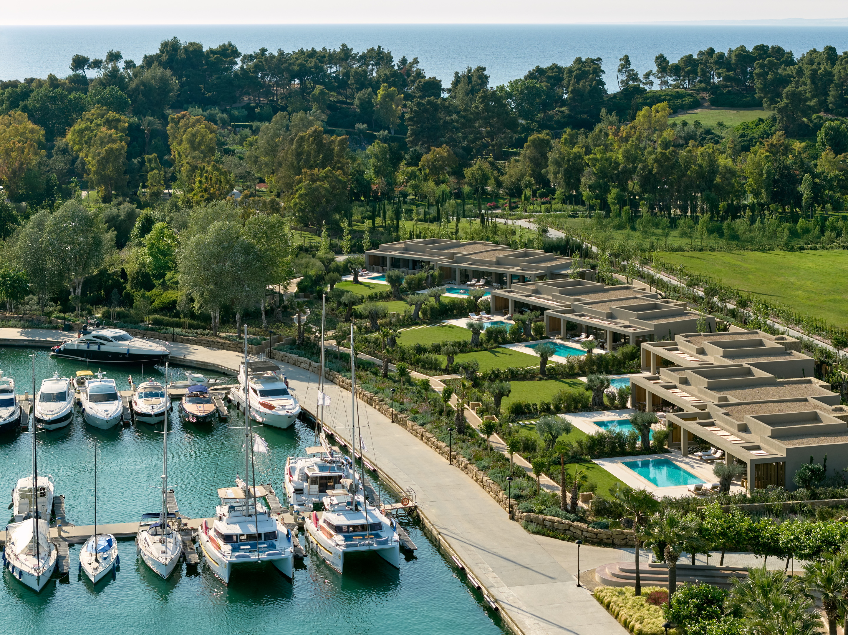 Aerial Three Bedroom Villa Private Pool Marina View