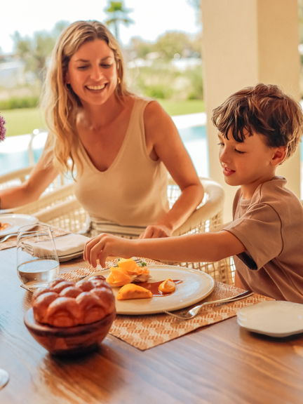 Family enjoying world class cuisine at a restaurant