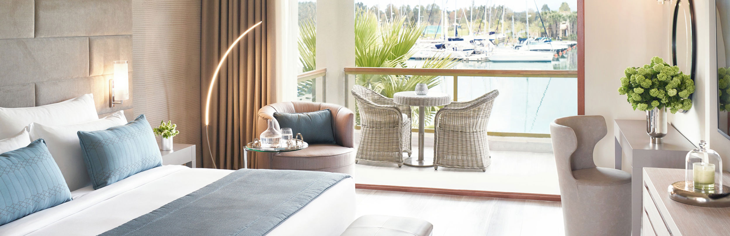 Double room overlooking the Marina at Sani Dunes