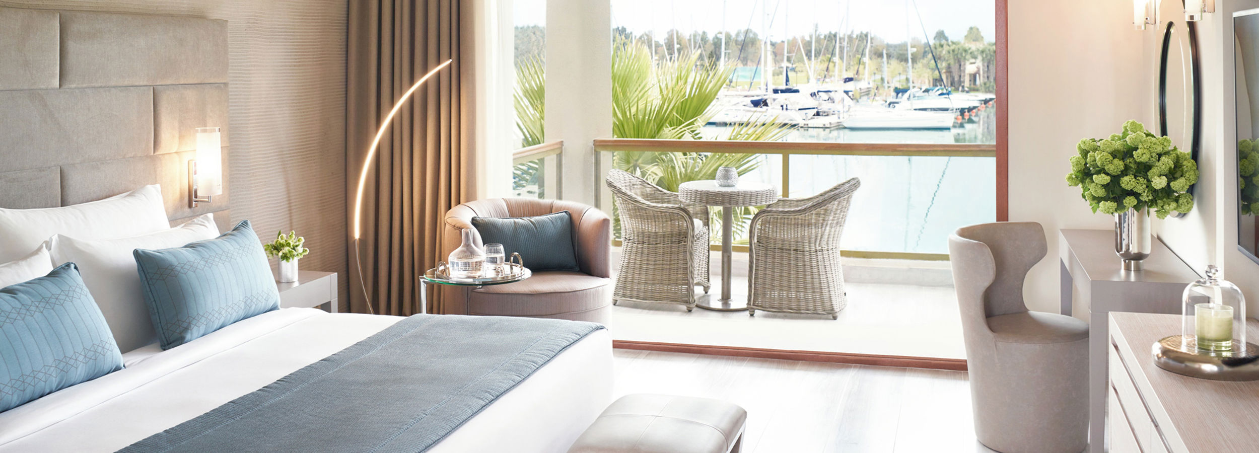 Double room overlooking the Marina at Sani Dunes