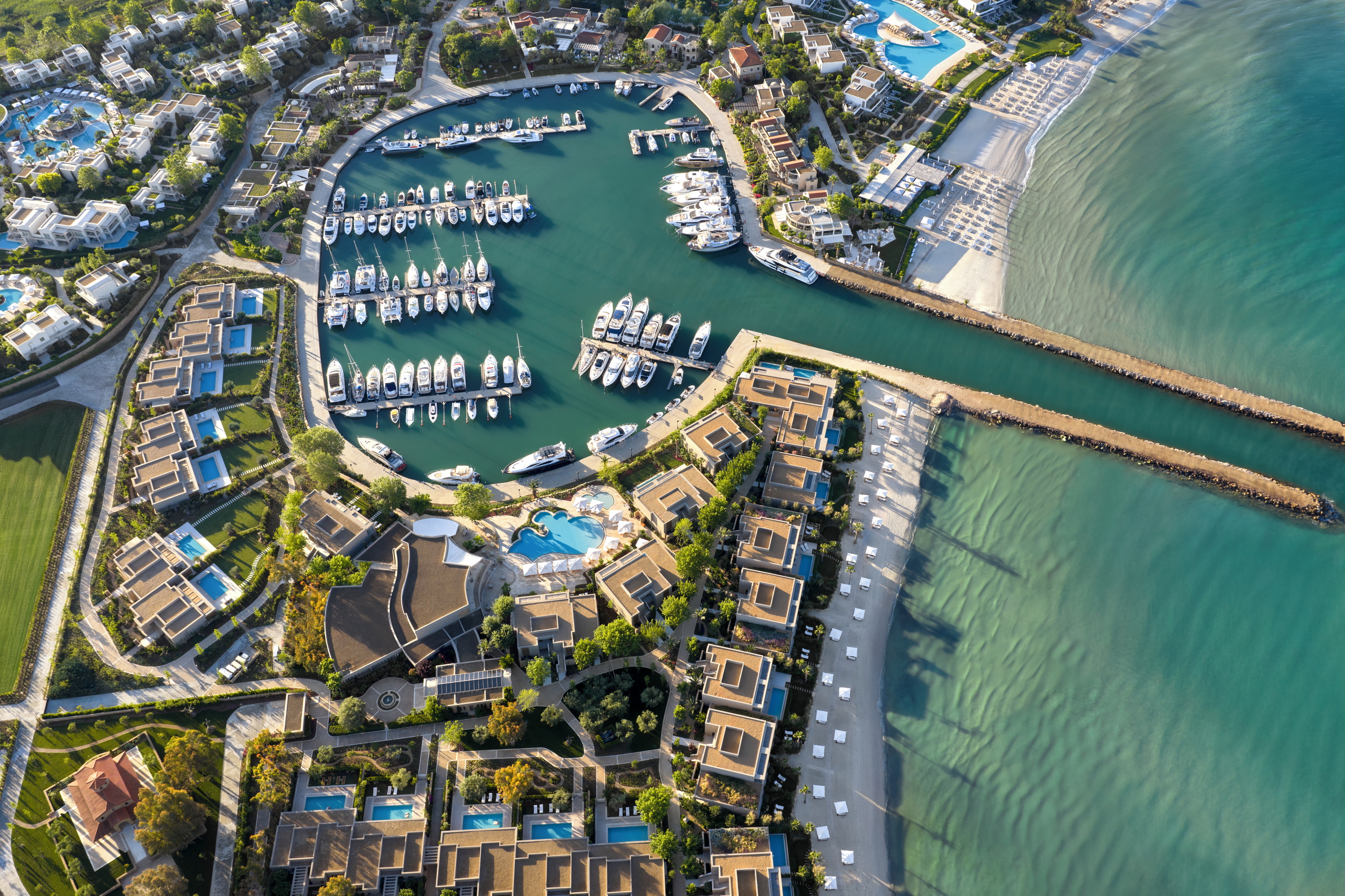 Aerial Three Bedroom Villa Private Pool Marina View