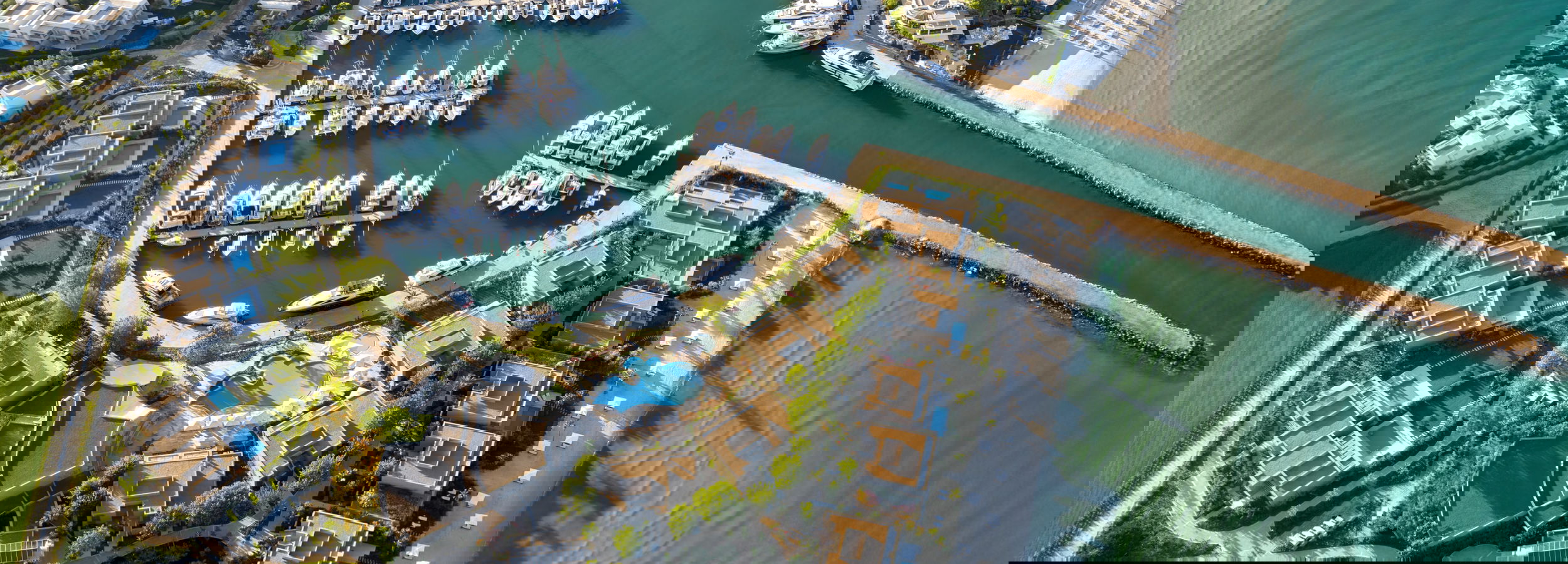 Aerial Three Bedroom Villa Private Pool Marina View