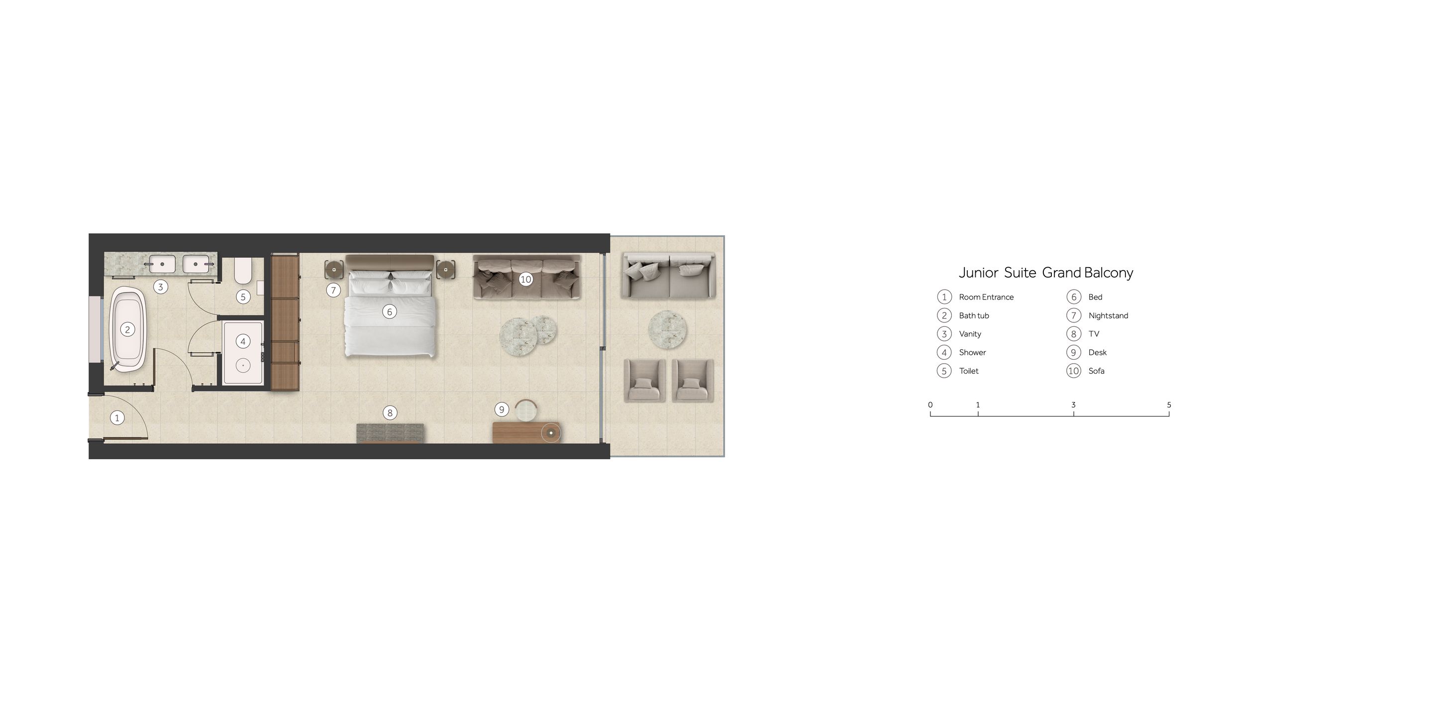 Junior Suite with Private Garden View Floorplan