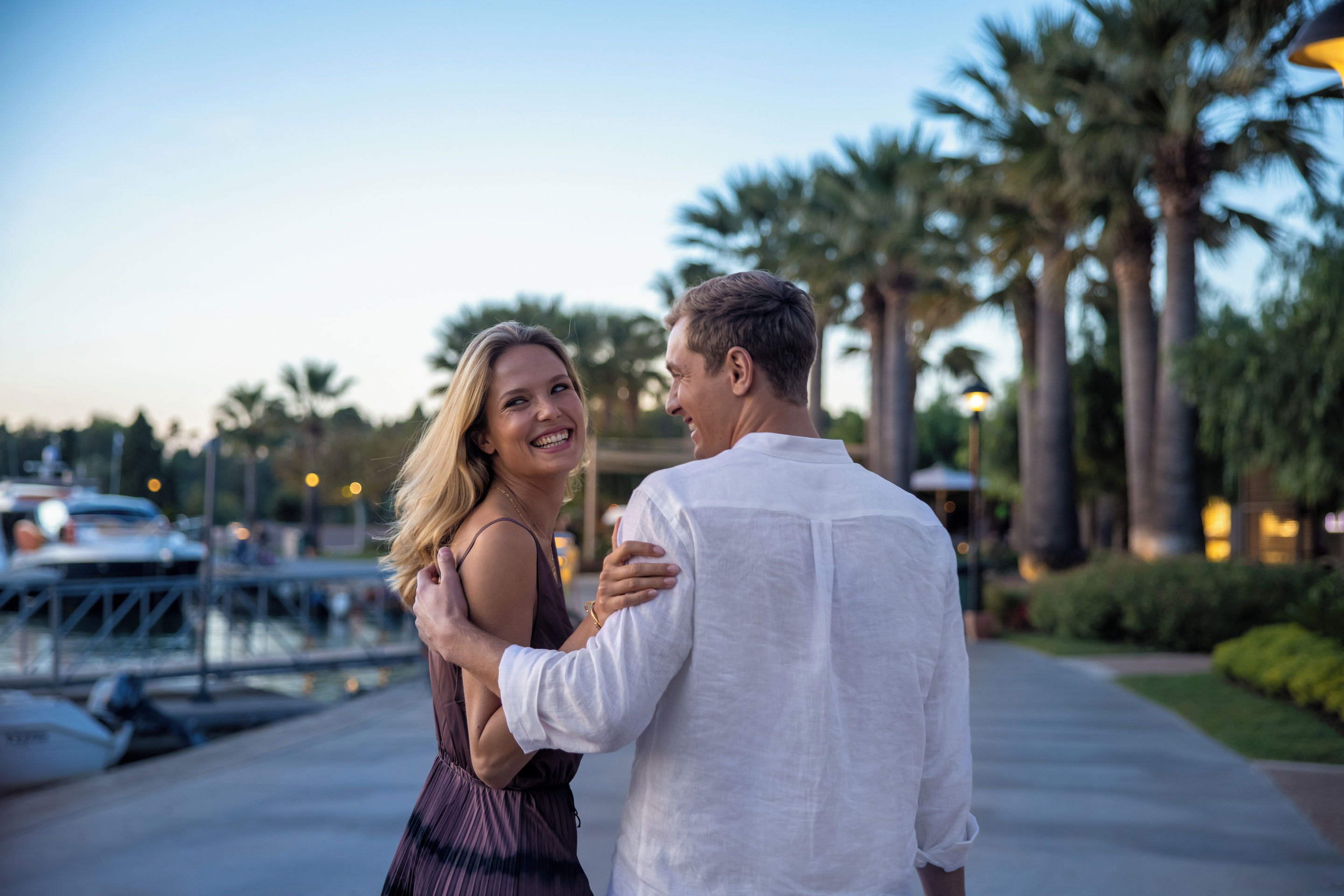 Couple enjoying their evening around Sani Marina