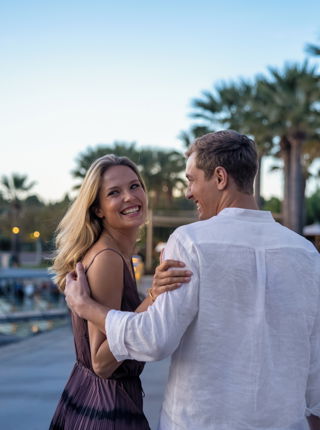 Couple enjoying their evening around Sani Marina